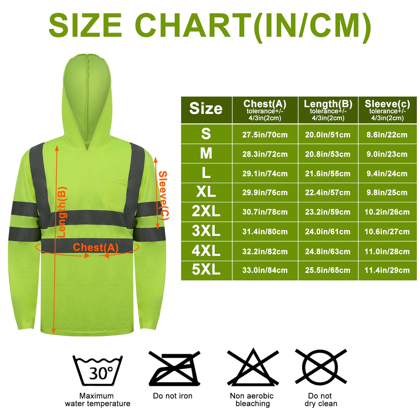 Hi-Vis Reflective Hooded long-sleeve shirts ( 2 Pieces)