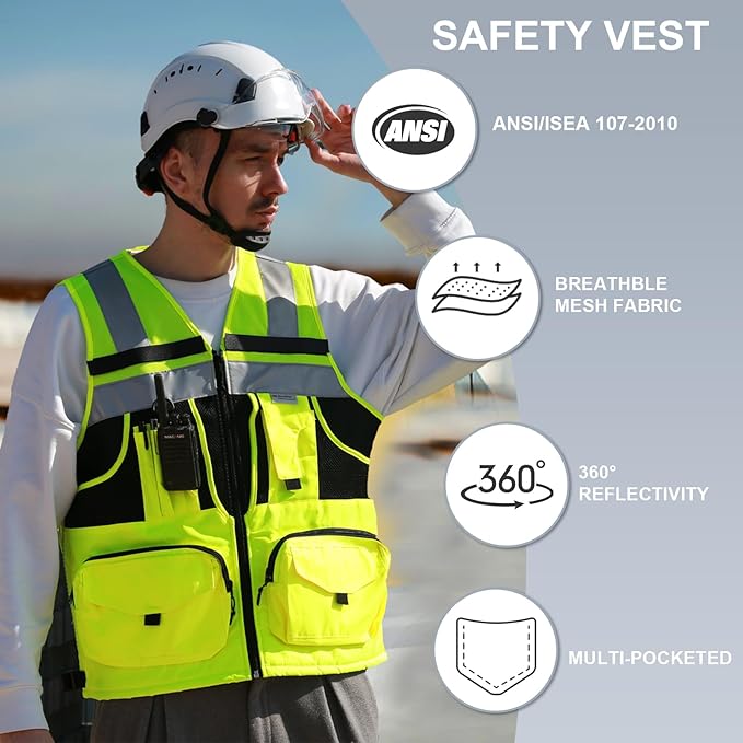 Tactical Safety Vest knitted and Oxford Hi-vis Vest with Pockets