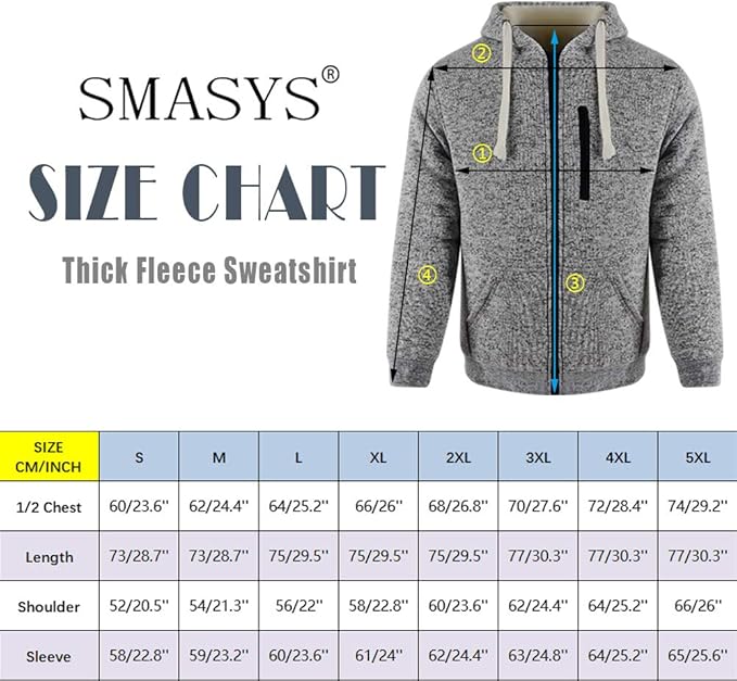 Hooded Sweatshirt, Heavyweight Warm Sport Hoodies, Thick Fleece Liner Full Zip Up Winter Work Sweater Jacket