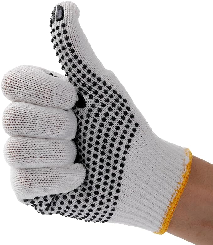 80 Pairs of Anti-slip Grip Work Gloves – Cotton Knit Gloves for Gardening, Warehousing, and Construction