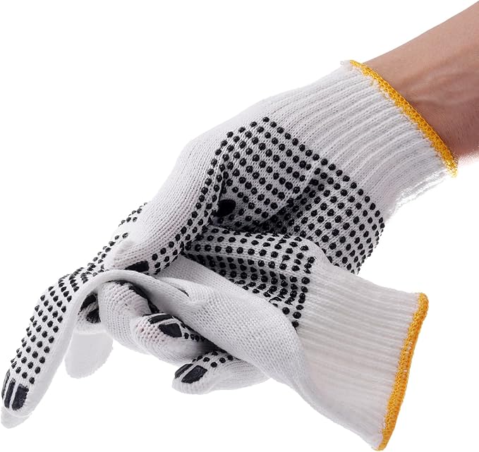 80 Pairs of Anti-slip Grip Work Gloves – Cotton Knit Gloves for Gardening, Warehousing, and Construction