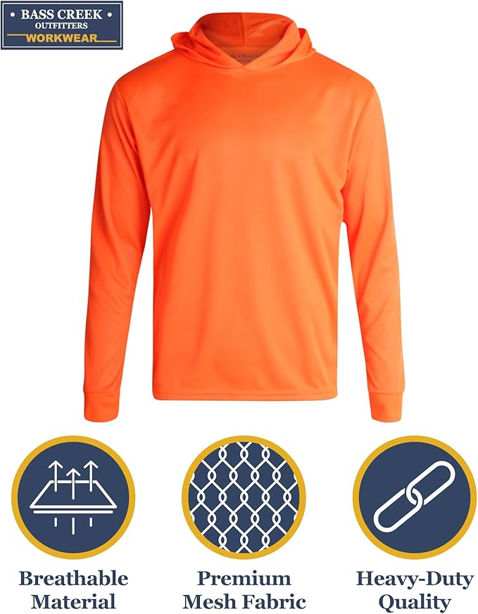 Hi-Vis Hooded Long-Sleeve Safety Shirt ( 2 Pieces )