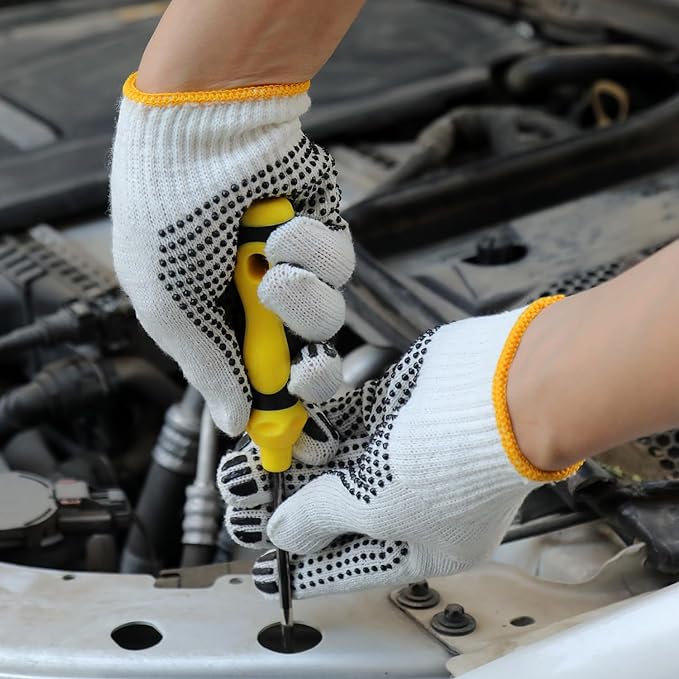 80 Pairs of Anti-slip Grip Work Gloves – Cotton Knit Gloves for Gardening, Warehousing, and Construction
