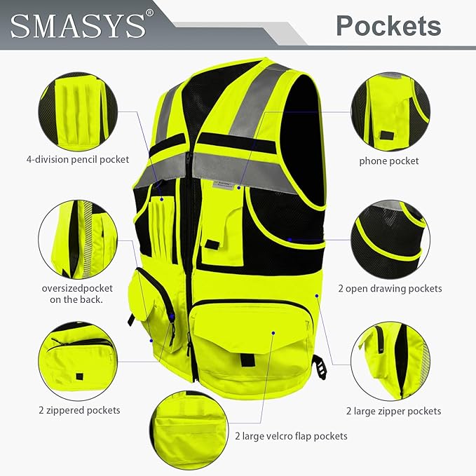 Tactical Safety Vest knitted and Oxford Hi-vis Vest with Pockets