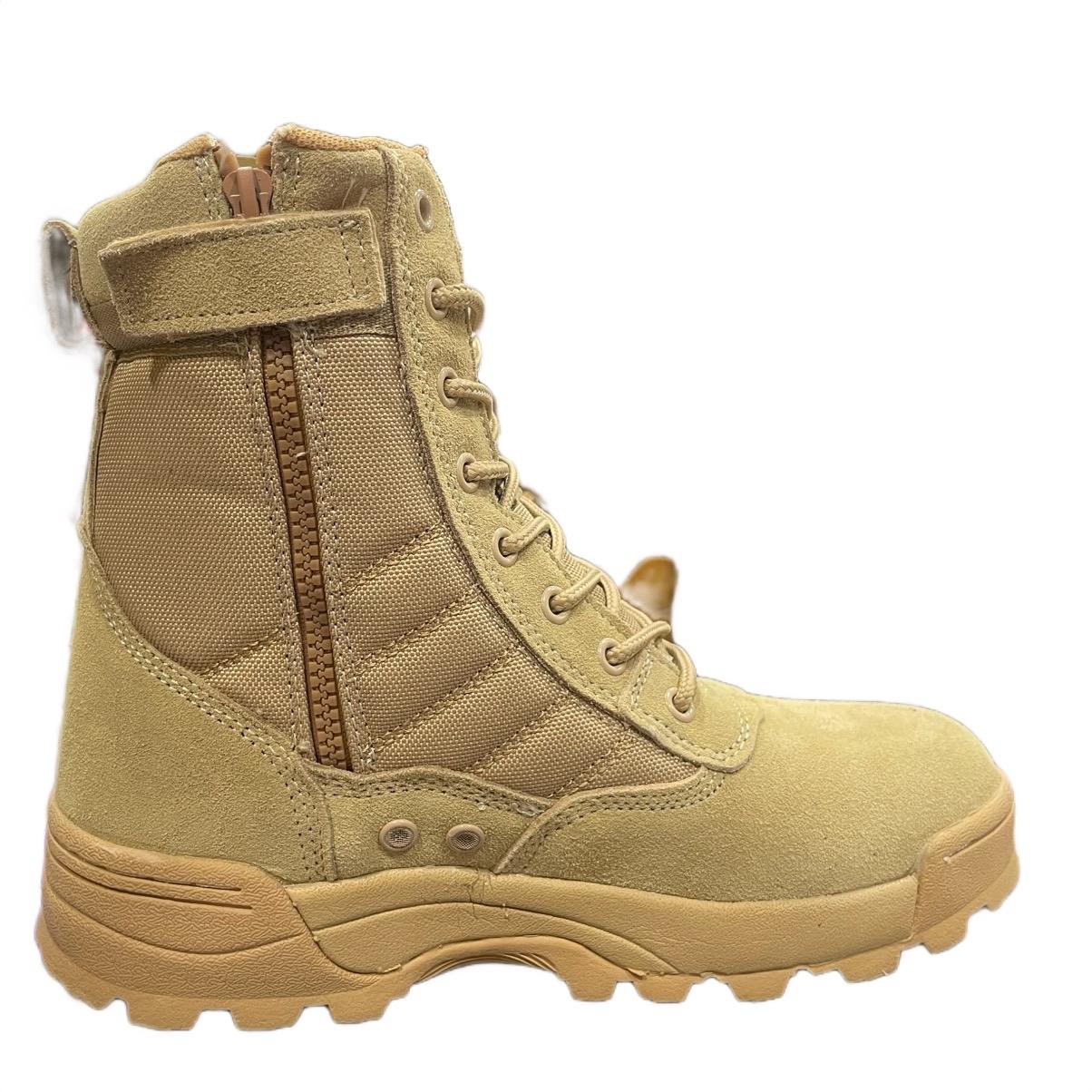 Comfy Mens Hiking Boots - Solid Military Style, Non-Slip, Durable, Lace-Up, Side Zipper, Comfortable Shoes for Outdoor Activities, Camping, Hiking, Trekking, and More