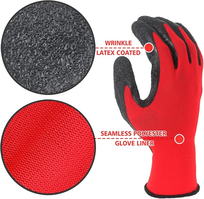 Crinkle Latex Rubber Coated Safety Work Gloves 80 pairs