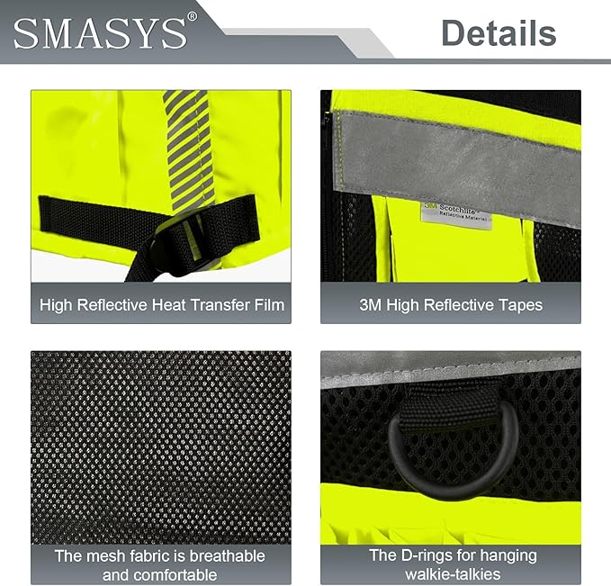 Tactical Safety Vest knitted and Oxford Hi-vis Vest with Pockets