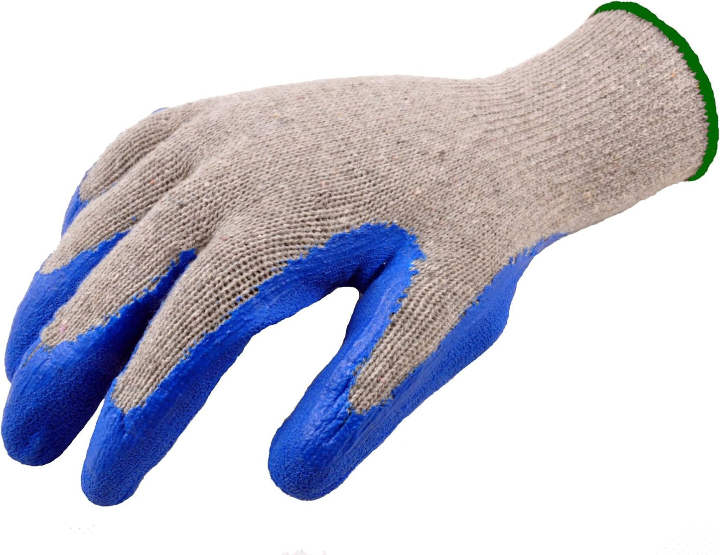 16 Pairs Medium Rubber Latex Double Coated Work Gloves for Construction, gardening gloves, heavy duty Cotton Blend Blue