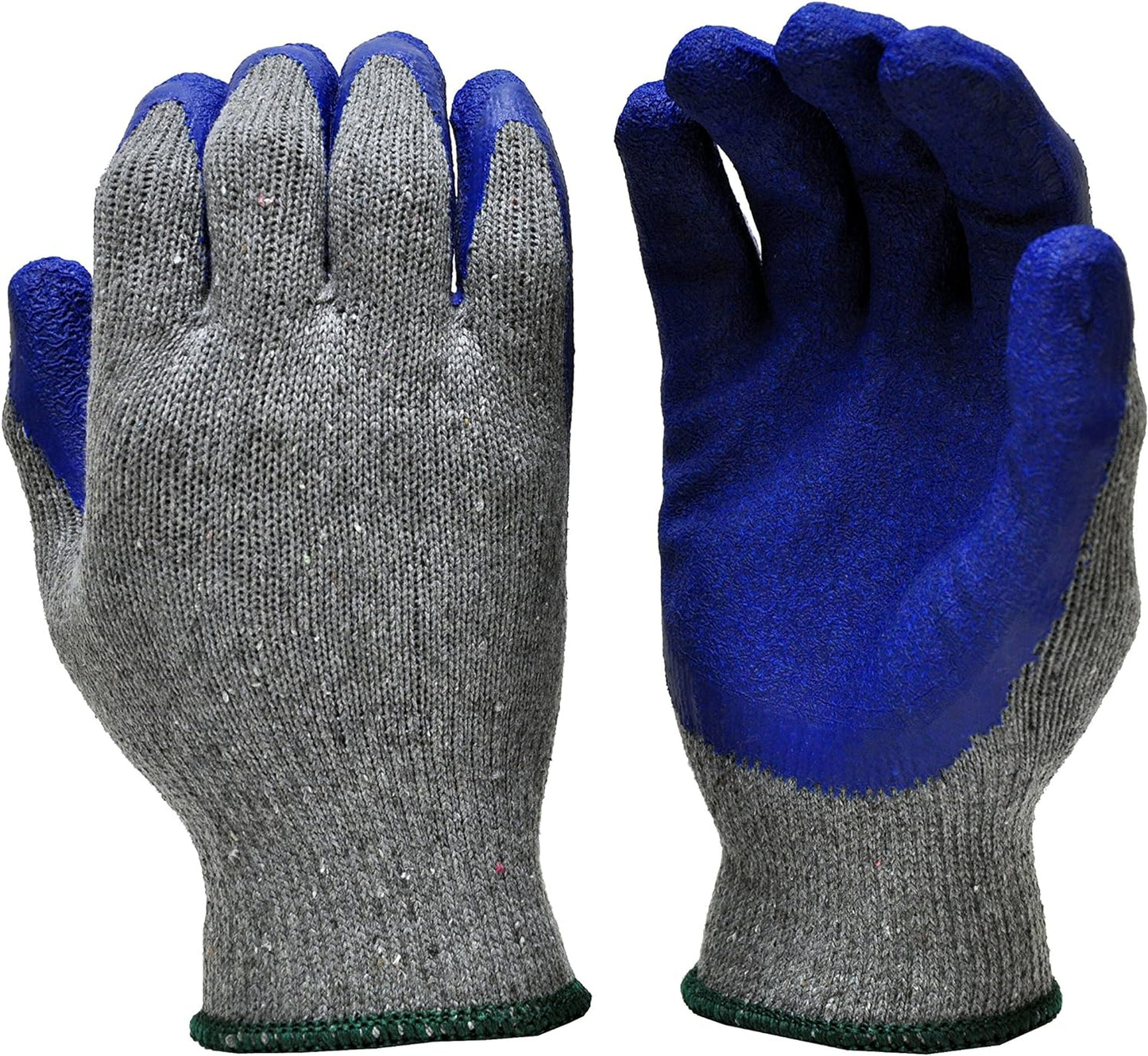 16 Pairs Medium Rubber Latex Double Coated Work Gloves for Construction, gardening gloves, heavy duty Cotton Blend Blue