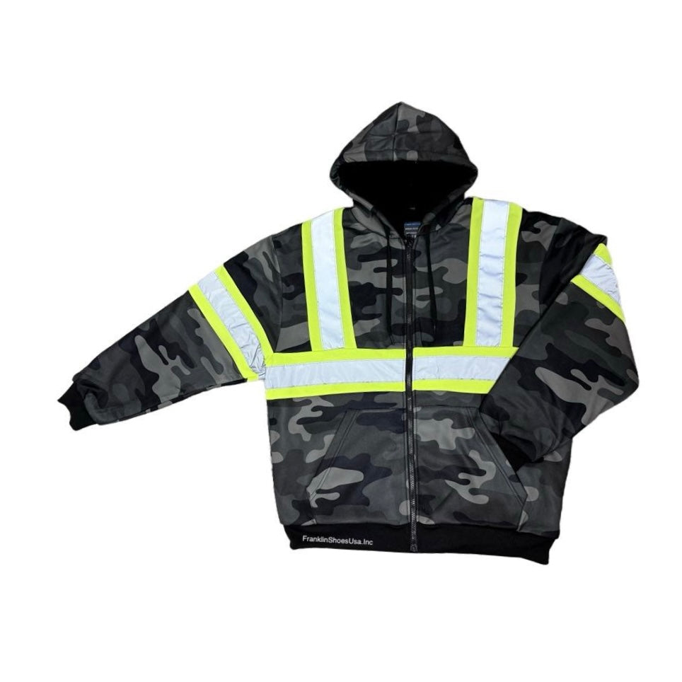 Camo Soft Sherpa Lined Hoodie - Full Zip Fleece Lining Heavy Duty Sweatshirts