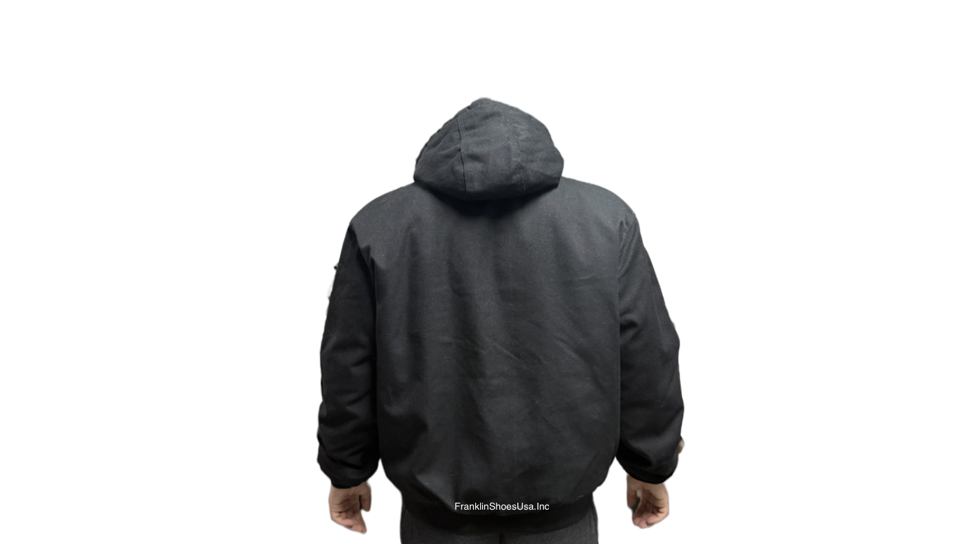 Loose Fit Quilted Flannel Lined Workwear Waterproof Active Jacket Hooded Work Coat