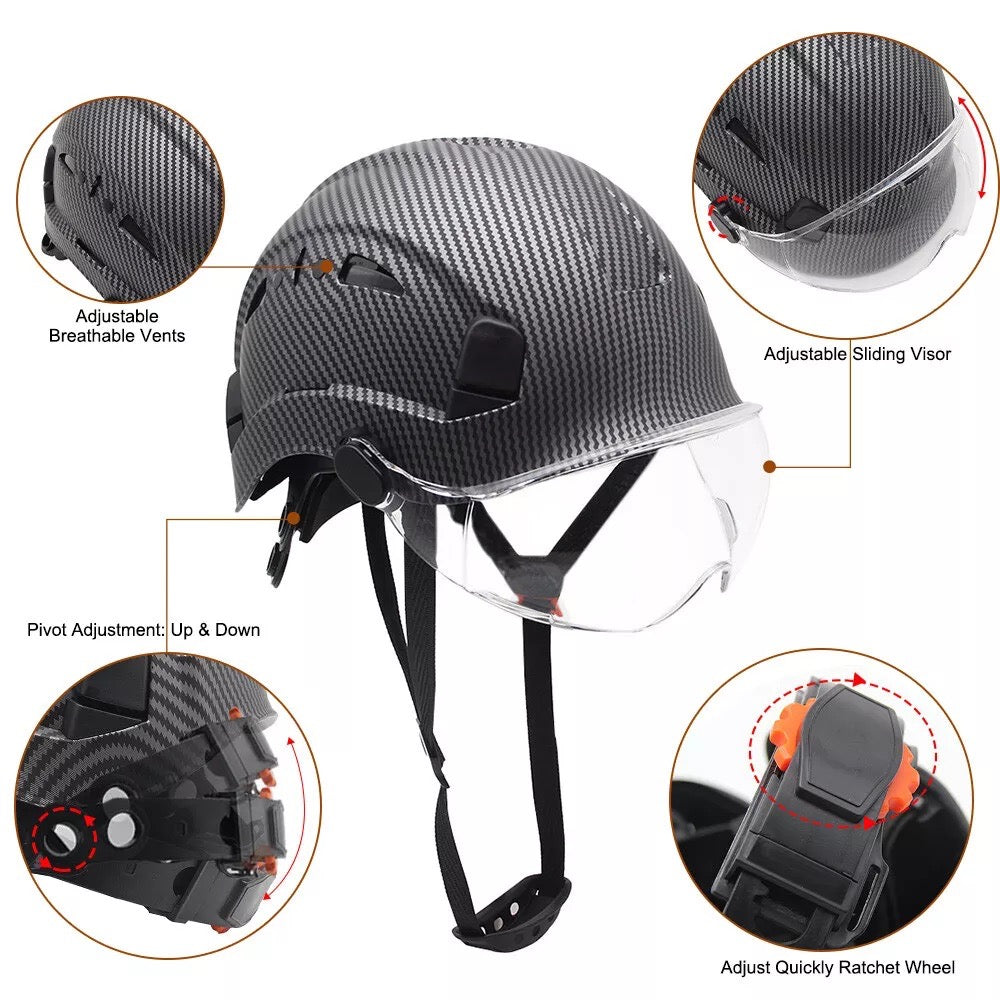 Construction Safety Helmet ABS Hard Hat ANSI CARBON Pattern