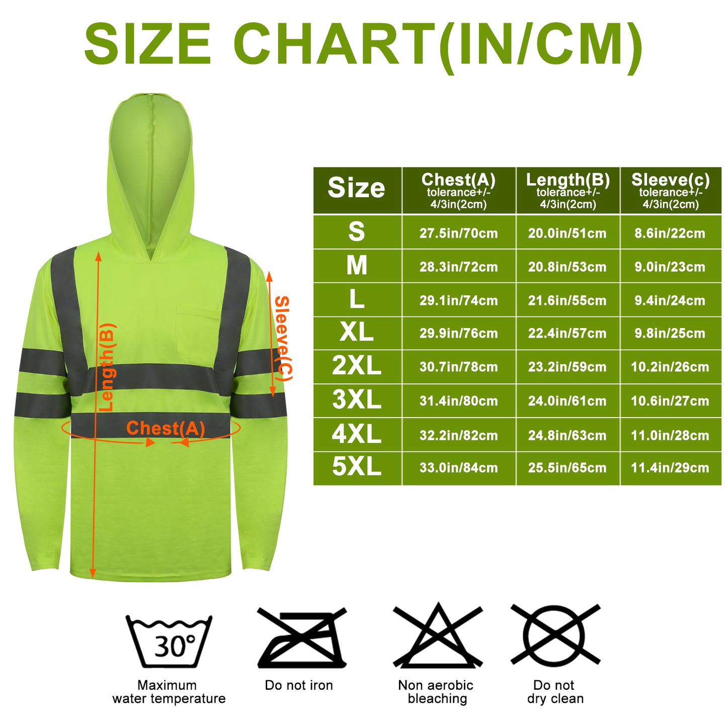 Hi-Vis Reflective Hooded long-sleeve shirts  ( 2 Pieces)