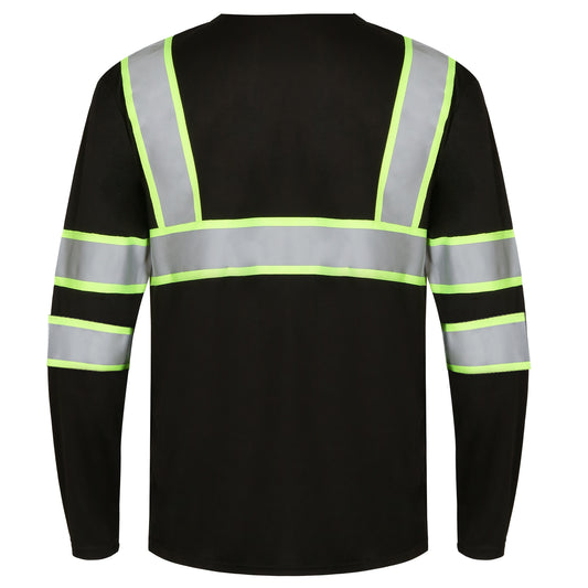 High-Visibility Long-Sleeve Safety Shirt with Reflective Stripes ( 2 Pieces)