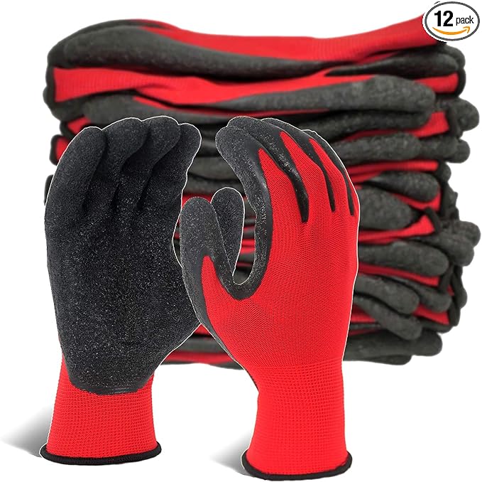 Crinkle Latex Rubber Coated Safety Work Gloves 8 pairs