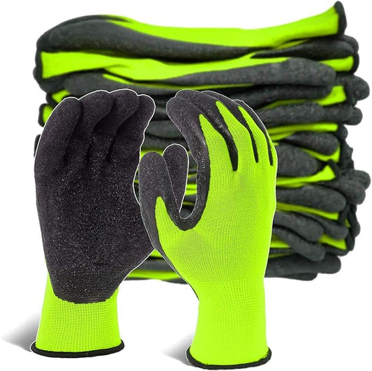 Crinkle Latex Rubber Coated Safety Work Gloves 8 pairs