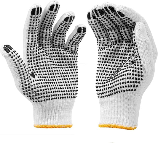 80 Pairs of Anti-slip Grip Work Gloves – Cotton Knit Gloves for Gardening, Warehousing, and Construction