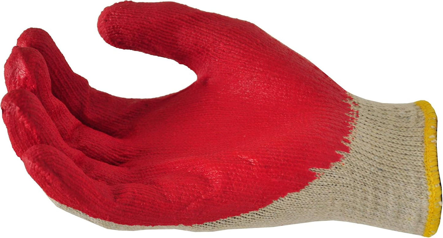 8 String Knit Palm, Latex Dipped Nitrile Coated Work Gloves , 8-Pairs per Pack, Red, SMALL-Medium